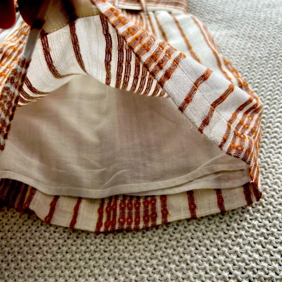 Lulu's High Waist Tan and White Striped Shorts - Picture 3 of 6